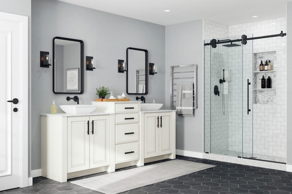 FLAGLER CABINET COMPANY, Free Design Consultation, WHITE GREY BATHROOM